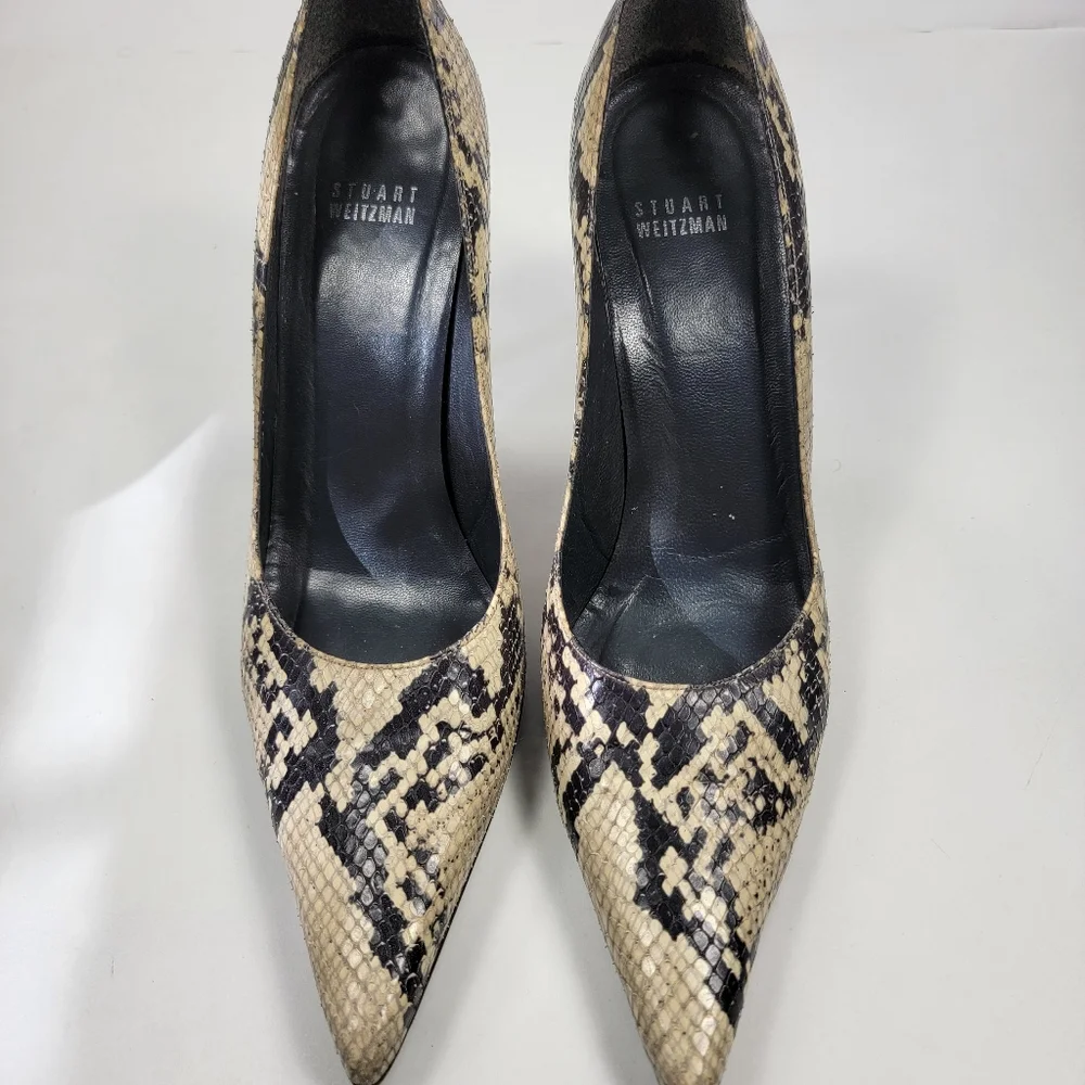 Stuart Weitzman Sz 8.5 Snake Pump Heels Pointed Toe Stilettos 4